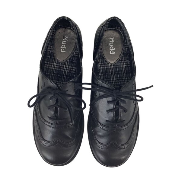 VTG Y2K Mudd Wingtip Shoes Size 9.5 Black Chunky Oxford Academia School Clueless - Picture 1 of 10